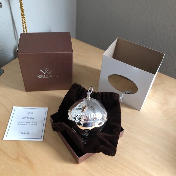 Wallace Silversmiths 2008 Silver Sleigh Bell - 38th Annual Limited Edition - Picture 10 of 12